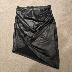 Black Asymmetrical Faux Leather Skirt